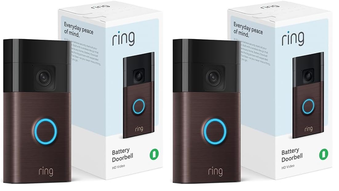 Ring Battery Doorbell | Home or business security with Head-to-Toe Video, Live View with Two-Way Talk, and Motion Detection & Alerts (newest model), Satin Nickel