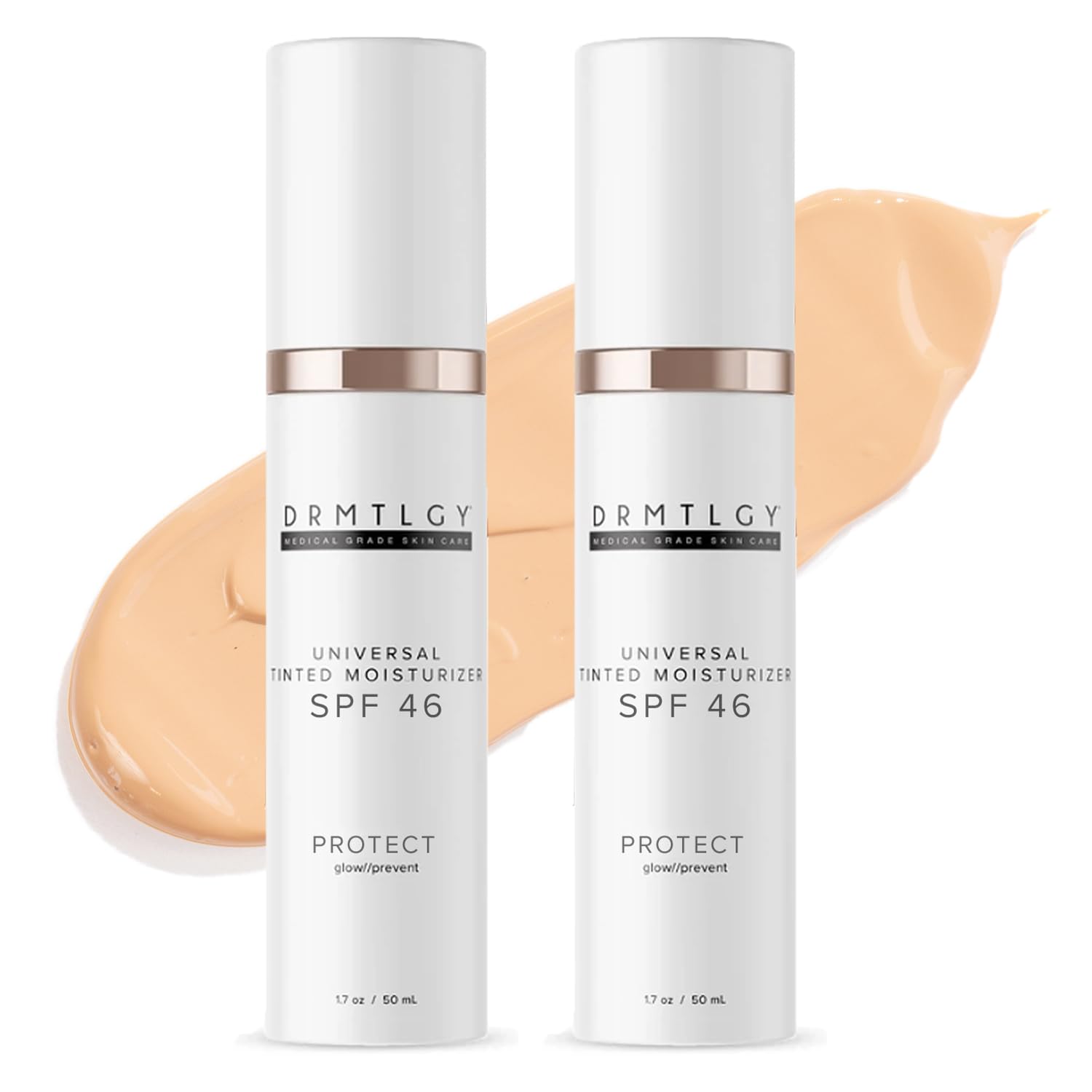 DRMTLGY Anti-Aging Tinted Moisturizer with SPF 46. Universal Tint. All-In-One Light Coverage Sheer Tinted Face Sunscreen with Broad Spectrum Protection Against UVA and UVB Rays. 1.7 oz