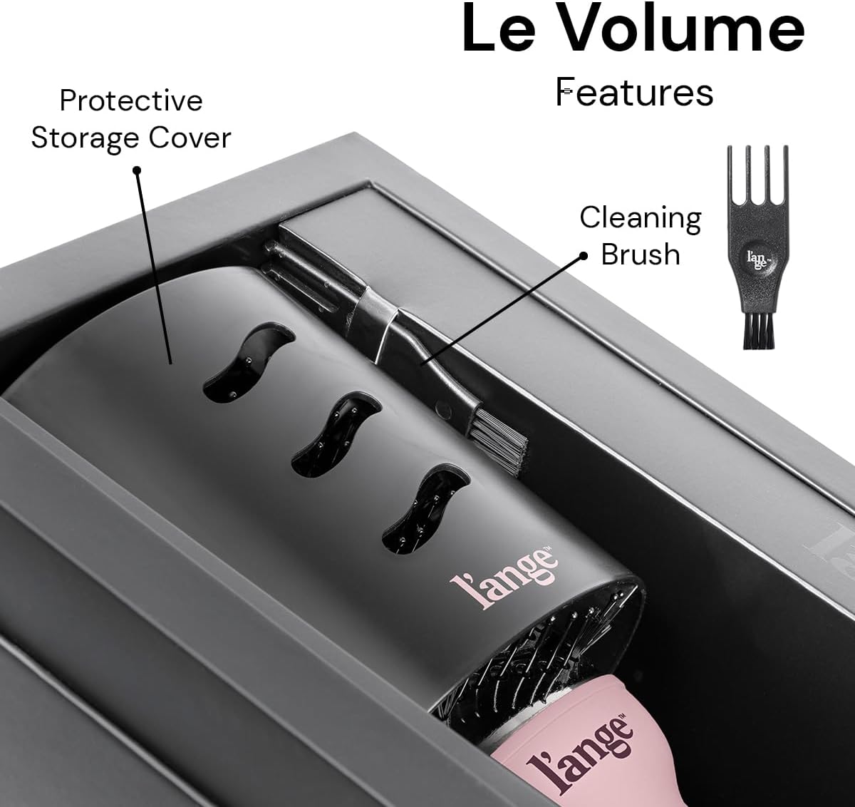 L'ANGE HAIR Le Volume 2-in-1 Titanium Blow Dryer Brush | Hot Air Brush in One with Oval Barrel | Hair Styler for Smooth, Frizz-Free Results for All Hair Types (Blush - 60 mm)