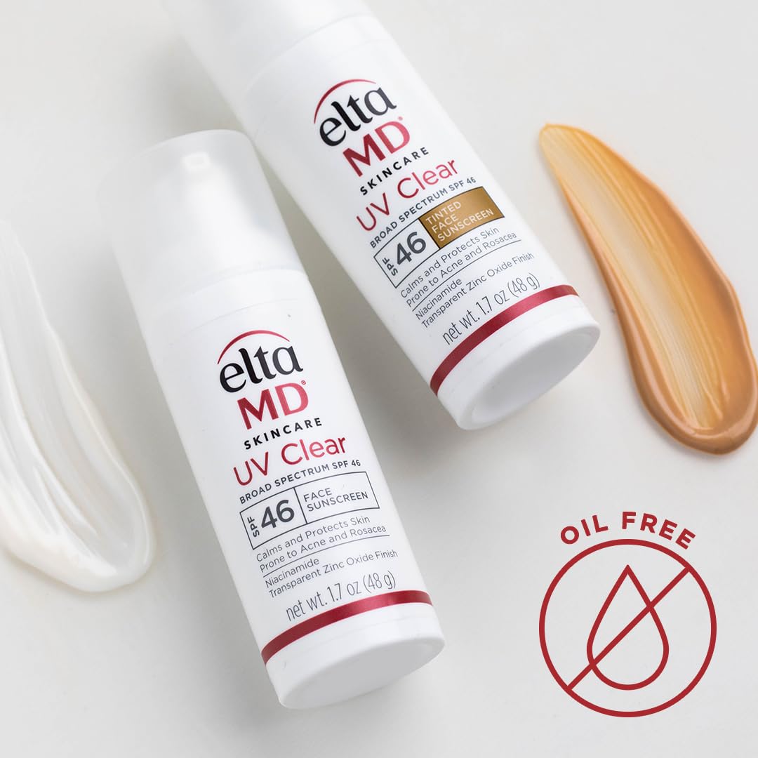 EltaMD UV Clear Face Sunscreen SPF 46, Oil Free Sunscreen with Zinc Oxide, Dermatologist Recommended Sunscreen, 1.7 oz Pump
