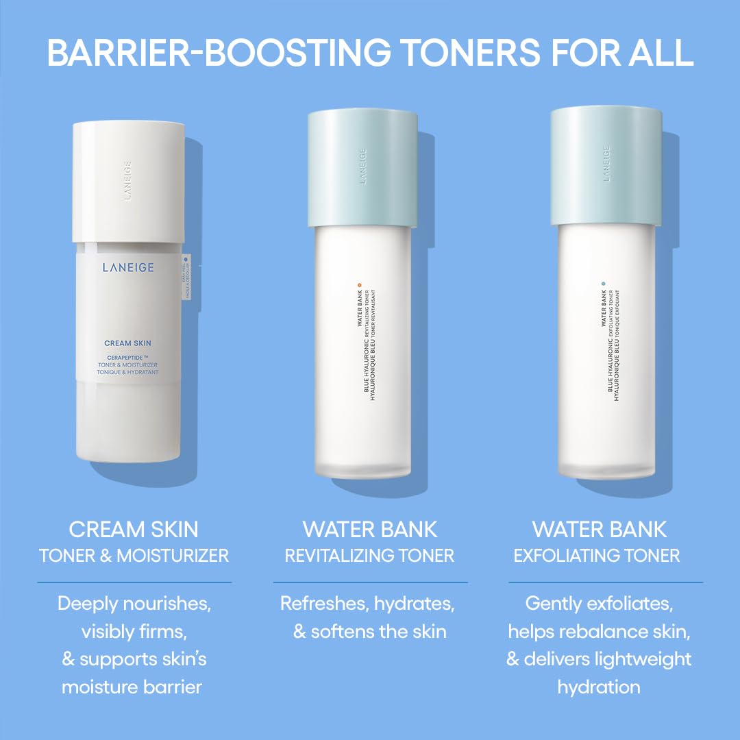 LANEIGE Cream Skin Refillable Toner & Moisturizer with Ceramides and Peptides: Korean Milky Toner, Amino Acid, Nourish, Hydrate, Barrier-Boosting, Visibly Firm