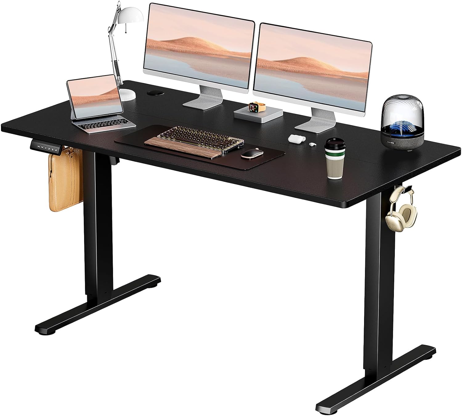 SMUG Standing Desk, Adjustable Height Electric Sit Stand Up Down Computer Table, 40x24 Inch Ergonomic Rising Desks for Work Office Home, Modern Lift Motorized Gaming Desktop Workstation, White