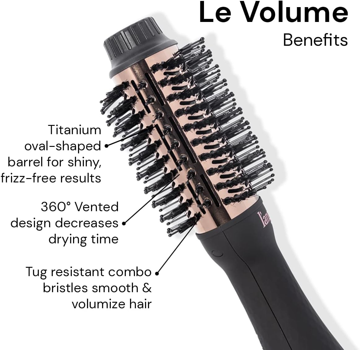 L'ANGE HAIR Le Volume 2-in-1 Titanium Blow Dryer Brush | Hot Air Brush in One with Oval Barrel | Hair Styler for Smooth, Frizz-Free Results for All Hair Types (Blush - 60 mm)