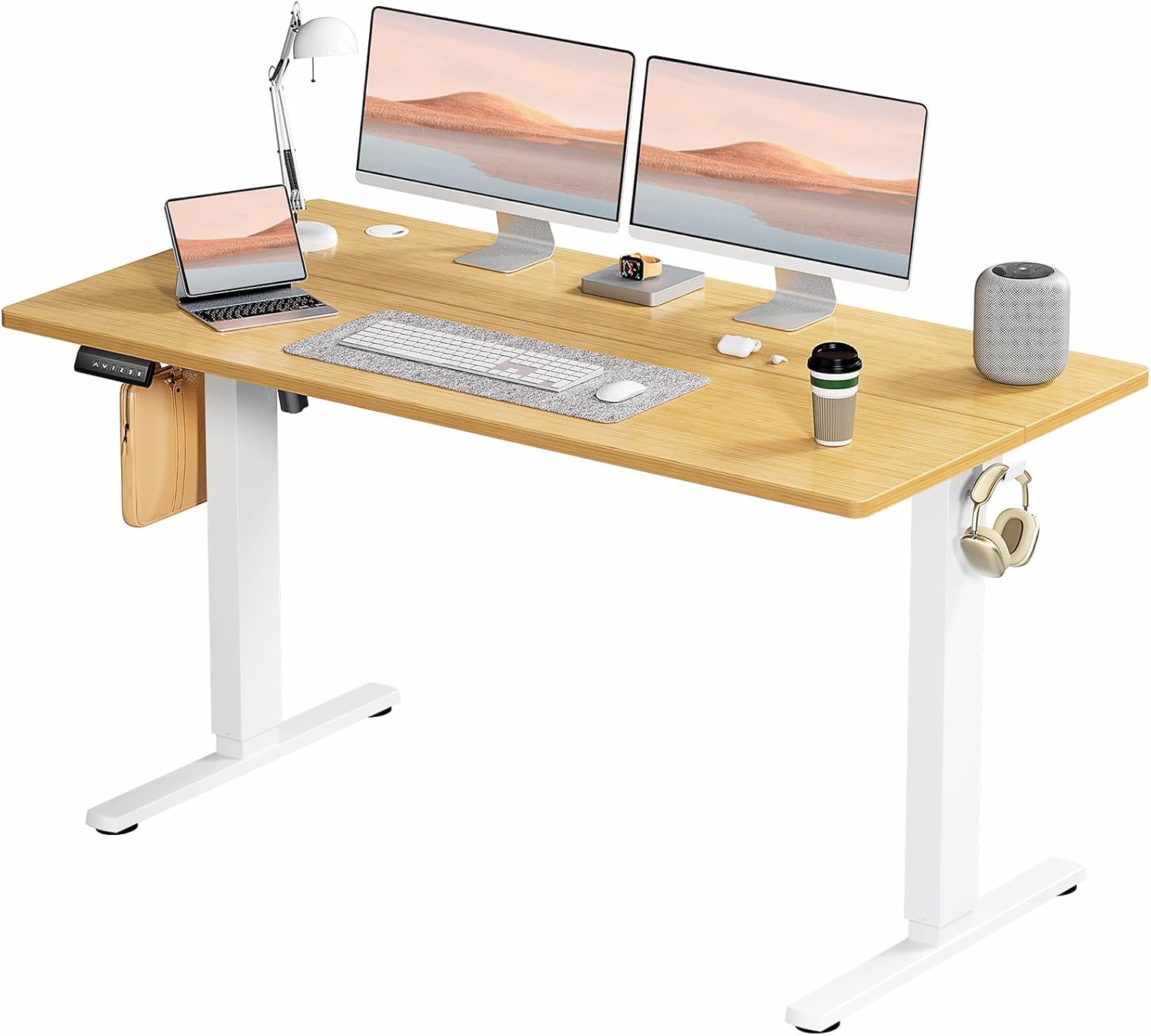 SMUG Standing Desk, Adjustable Height Electric Sit Stand Up Down Computer Table, 40x24 Inch Ergonomic Rising Desks for Work Office Home, Modern Lift Motorized Gaming Desktop Workstation, White