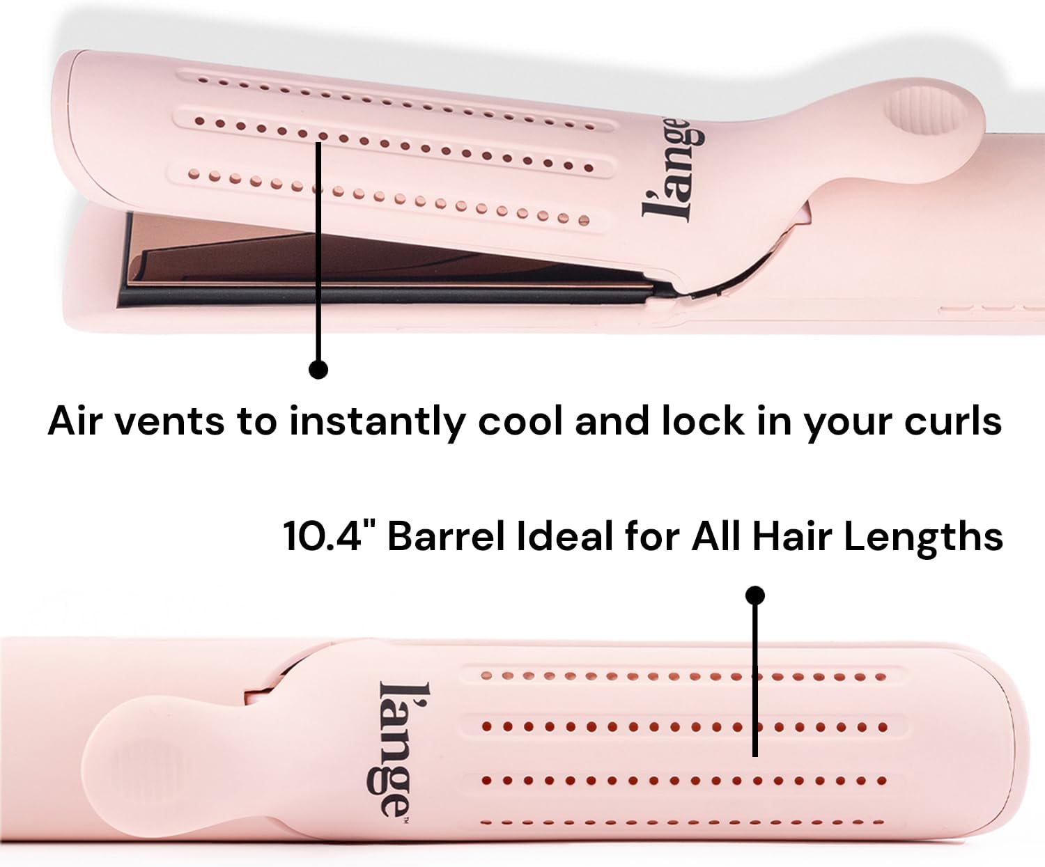 L'ANGE HAIR Le Duo Grande 360° Airflow Styler | 2-in-1 Curling Wand & Titanium Flat Iron Professional Hair Straightener and Curler with Cooling Air Vents to Lock in Style | Adjustable Temp (Blush)