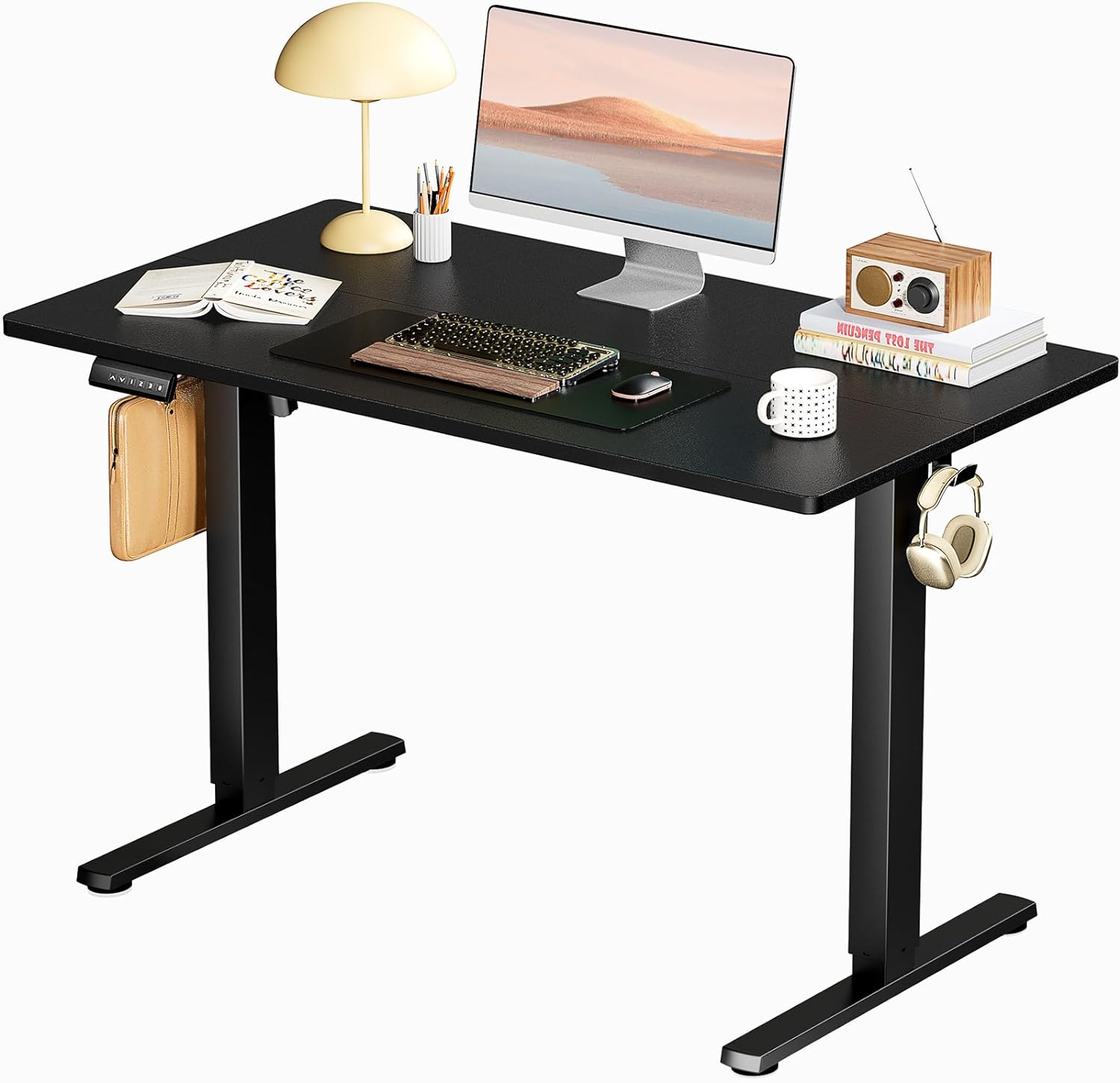 SMUG Standing Desk, Adjustable Height Electric Sit Stand Up Down Computer Table, 40x24 Inch Ergonomic Rising Desks for Work Office Home, Modern Lift Motorized Gaming Desktop Workstation, White