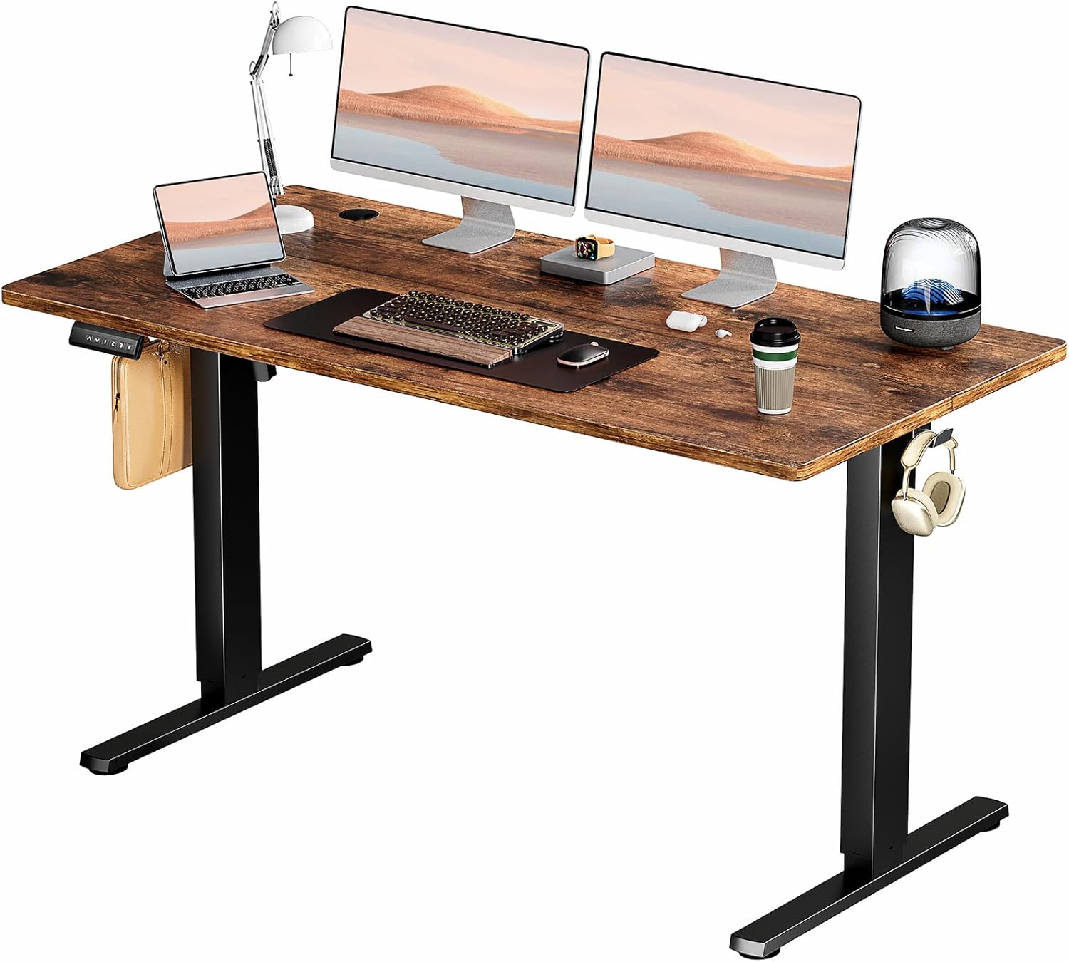 SMUG Standing Desk, Adjustable Height Electric Sit Stand Up Down Computer Table, 40x24 Inch Ergonomic Rising Desks for Work Office Home, Modern Lift Motorized Gaming Desktop Workstation, White