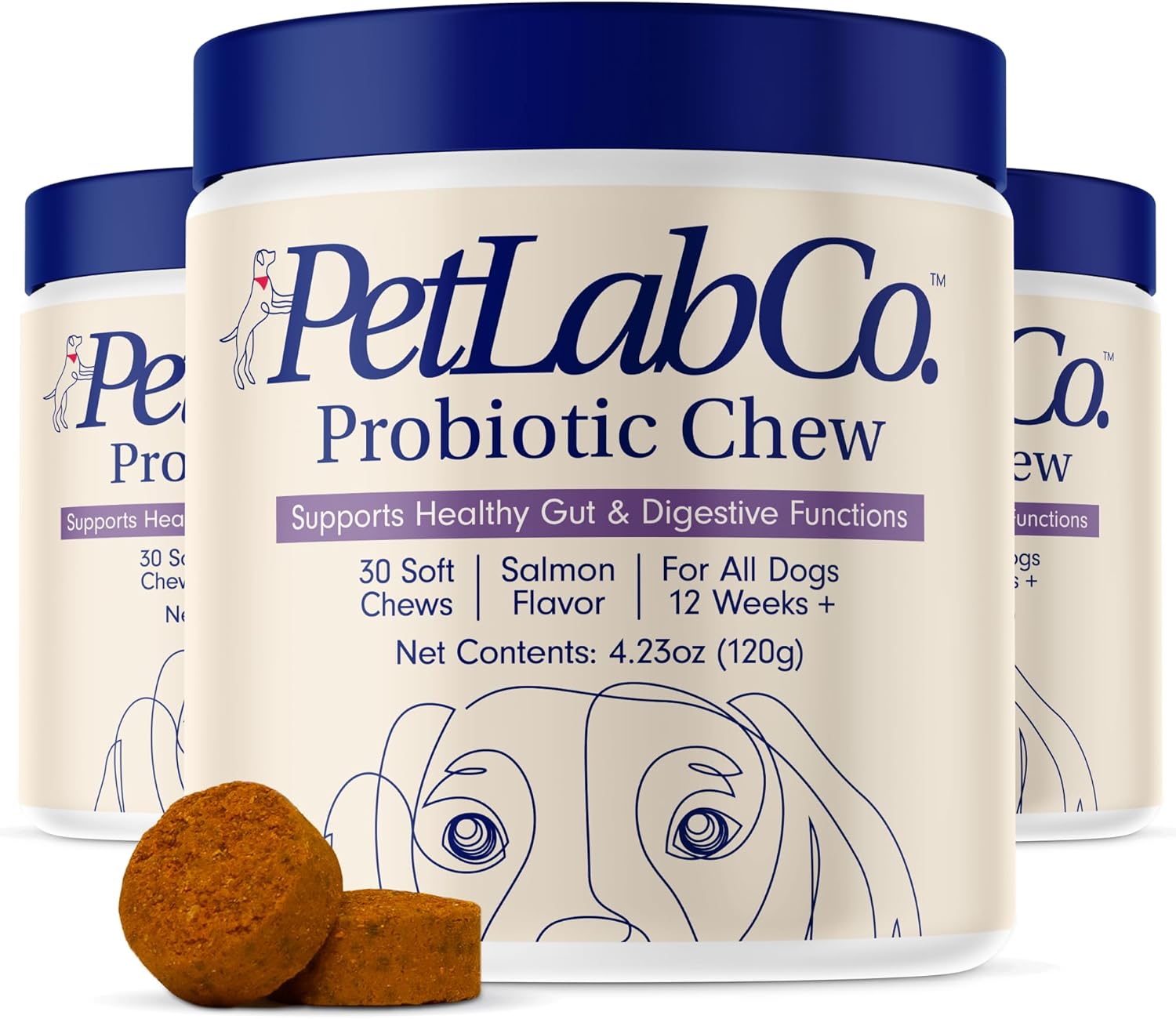 PetLab Co. Probiotics for Dogs, Support Gut Health, Occasional Diarrhea, Digestive Health & Seasonal Allergies - Pork Flavor - 30 Soft Chews - Packaging May Vary