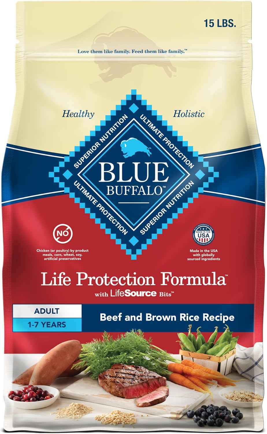 Blue Buffalo Life Protection Formula Adult Dry Dog Food, Helps Build and Maintain Strong Muscles, Made with Natural Ingredients, Chicken & Brown Rice Recipe, 30-lb. Bag