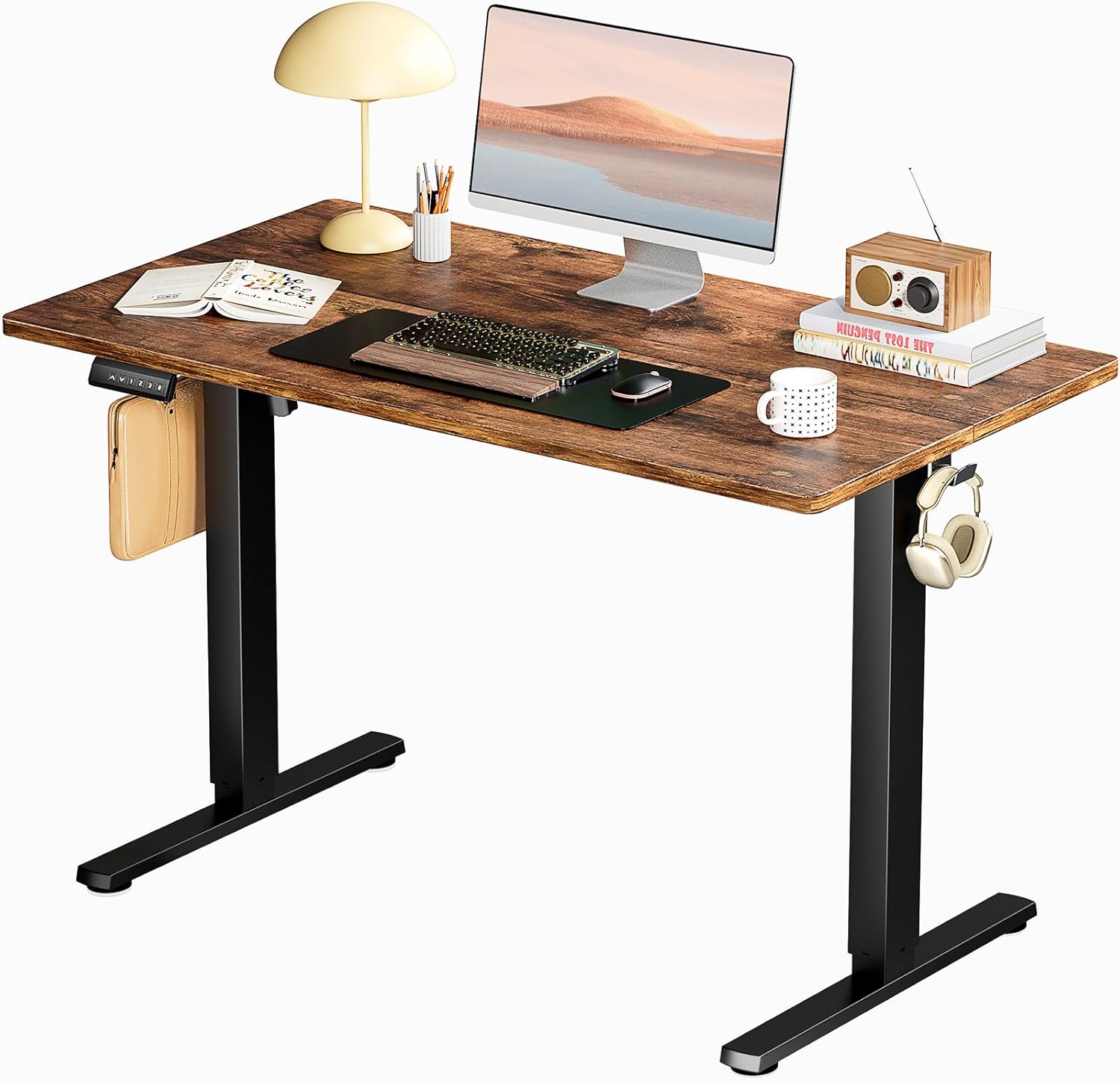 SMUG Standing Desk, Adjustable Height Electric Sit Stand Up Down Computer Table, 40x24 Inch Ergonomic Rising Desks for Work Office Home, Modern Lift Motorized Gaming Desktop Workstation, White