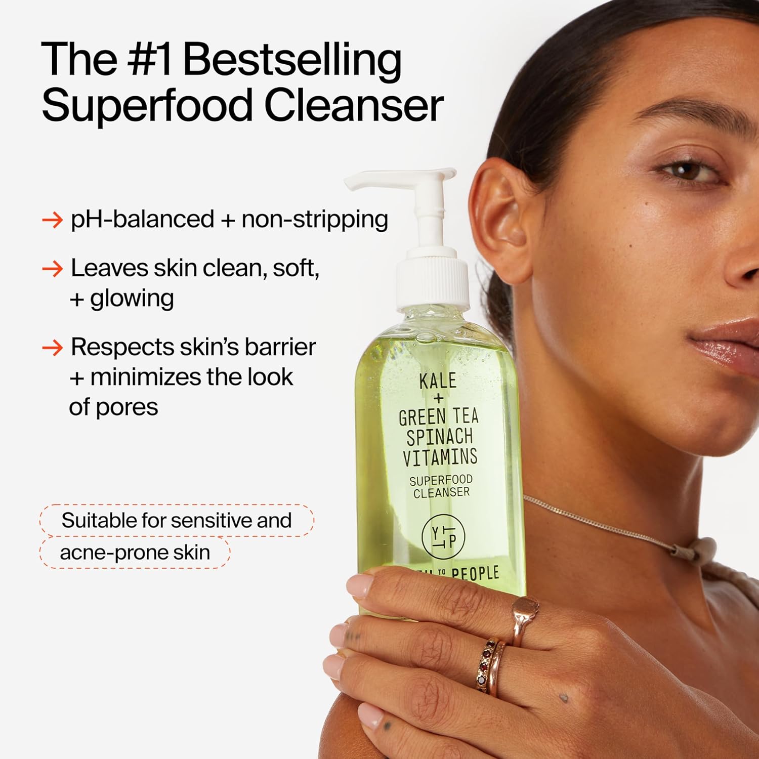 Youth To The People Superfood Facial Cleanser - Kale and Green Tea Cleanser - Gentle Face Wash, Makeup Remover + Pore Minimizer for All Skin Types - Vegan