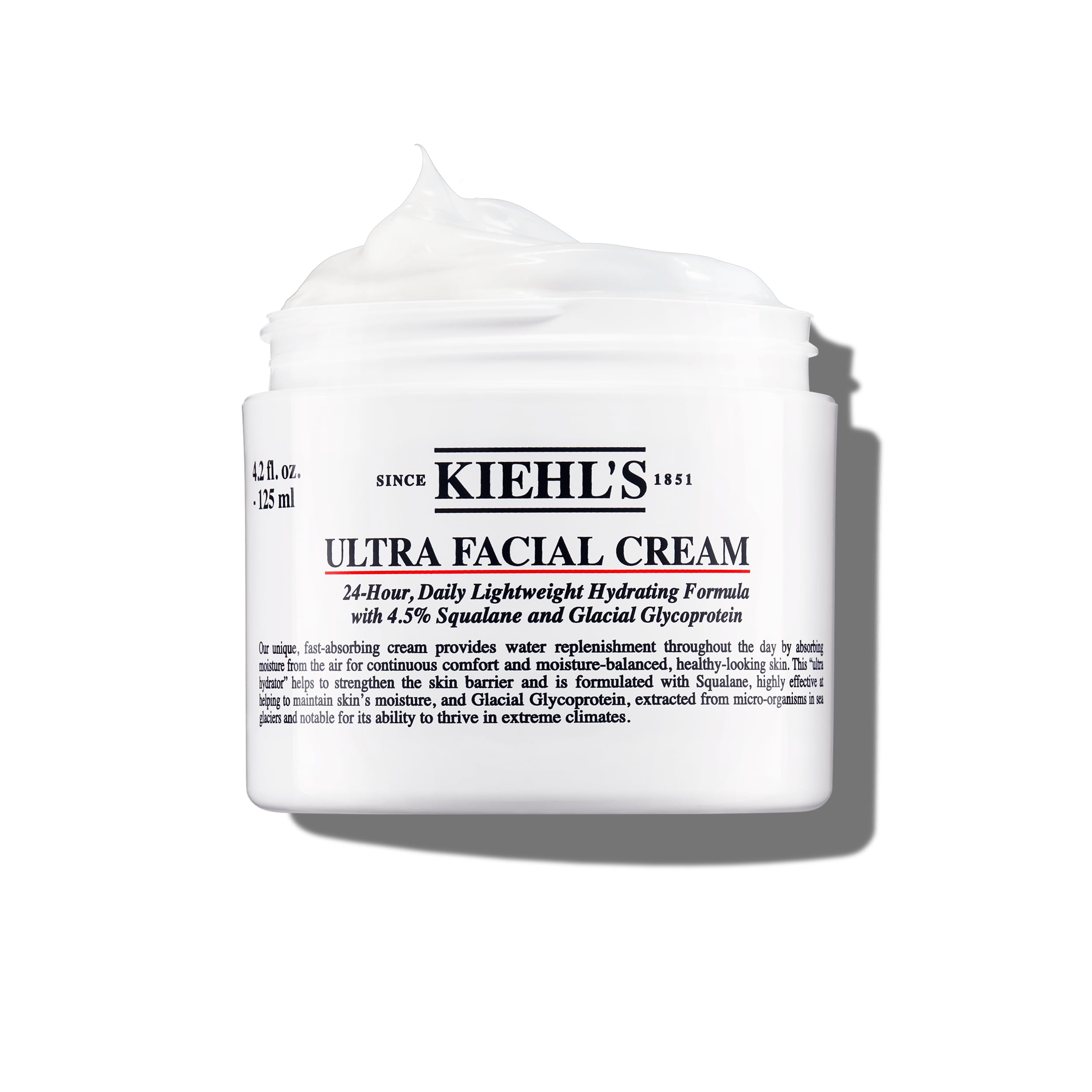 Kiehl's Ultra Facial Cream, with 4.5% Squalane to Strengthen Skin's Moisture Barrier, Skin Feels Softer and Smoother, Long-Lasting Hydration, Easy and Fast-Absorbing, Suitable for All Skin Types