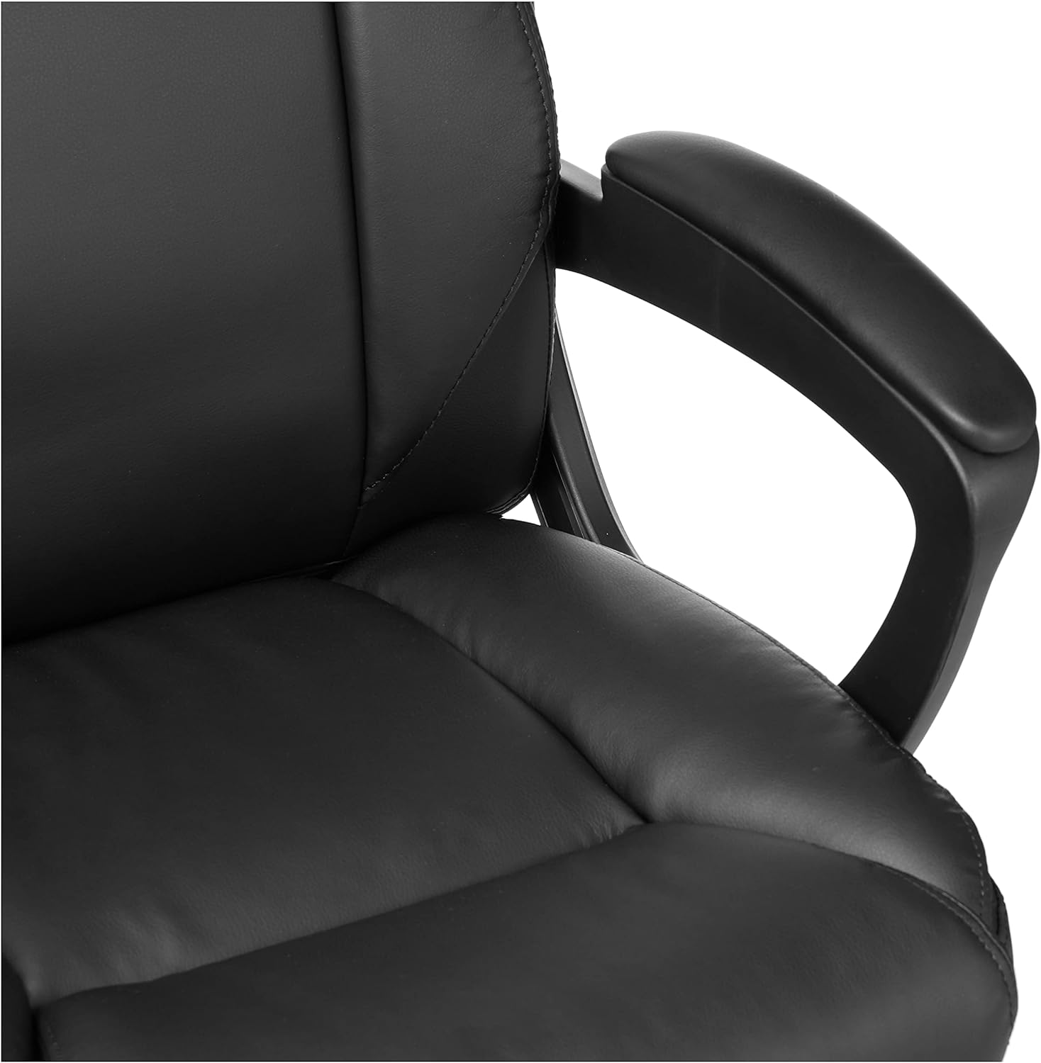 Amazon Basics Office Black Chair | PU Padded | Mid-Back | Armrest | 26"D x 23.75"W x 42"H