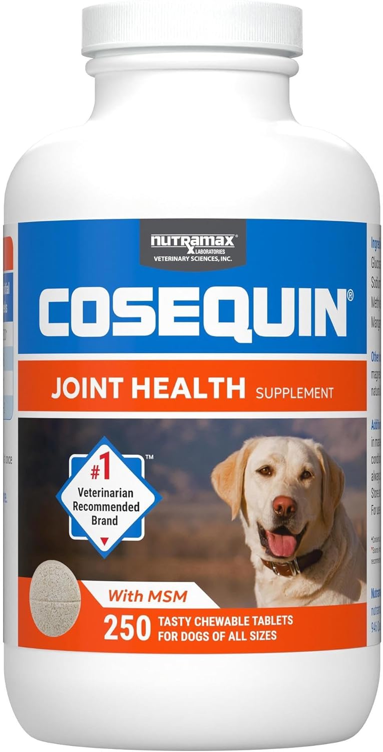Nutramax Laboratories Cosequin Maximum Strength Joint Health Supplement for Dogs - With Glucosamine, Chondroitin, and MSM, 132 Chewable Tablets