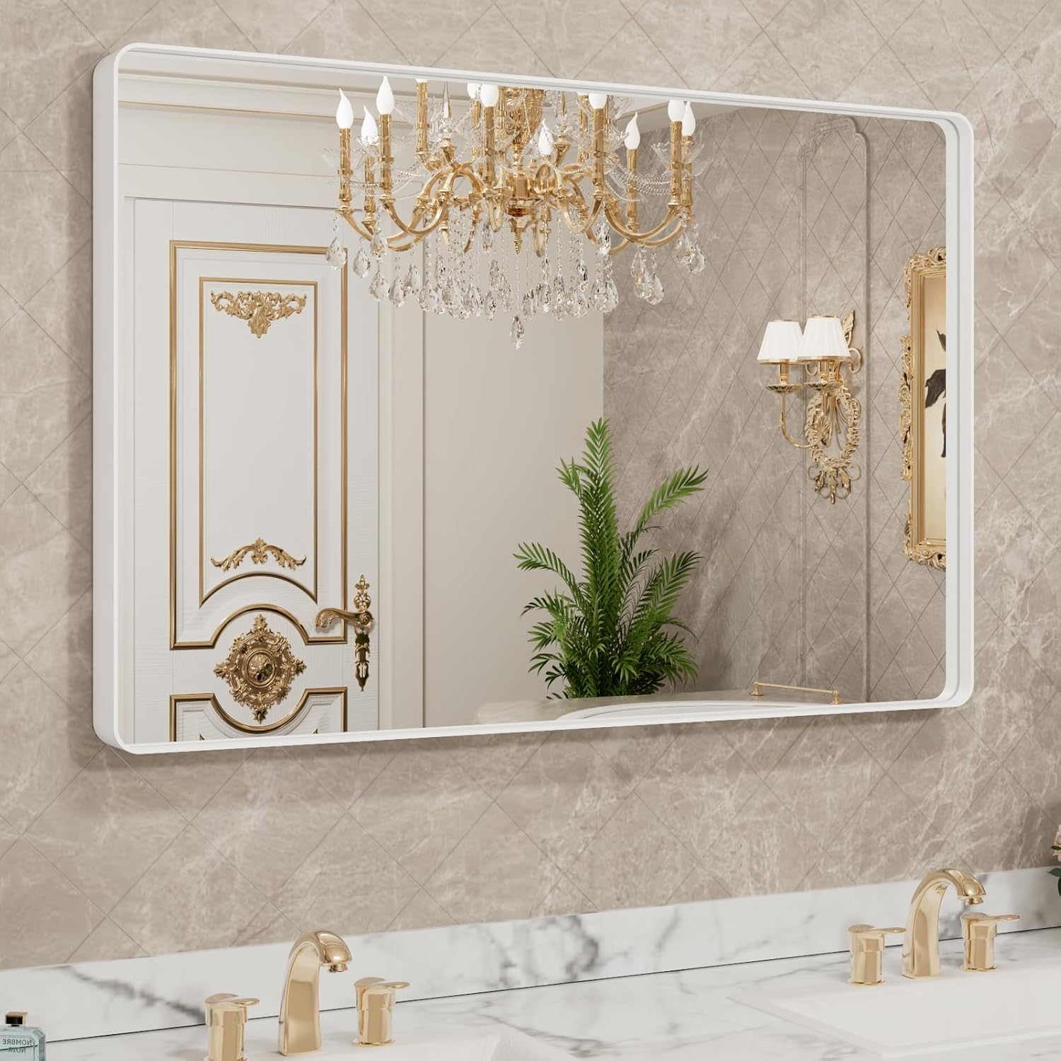 LOAAO Black Metal Framed Bathroom Mirror for Wall, 22X30 Inch Rounded Rectangle Mirror, Matte Black Bathroom Vanity Mirror Farmhouse, Anti-Rust, Tempered Glass, Hangs Horizontally or Vertically