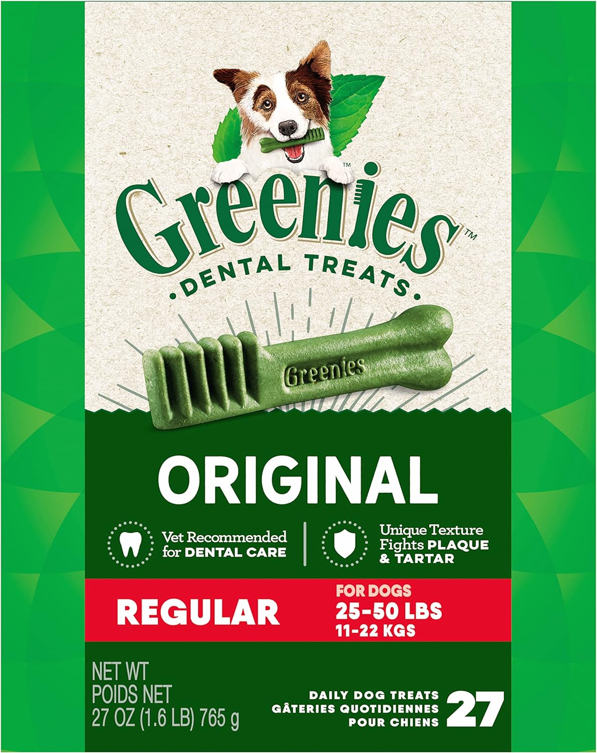Greenies Original Regular Natural Dog Dental Care Chews Oral Health Dog Treats, 36 count (Pack of 1)