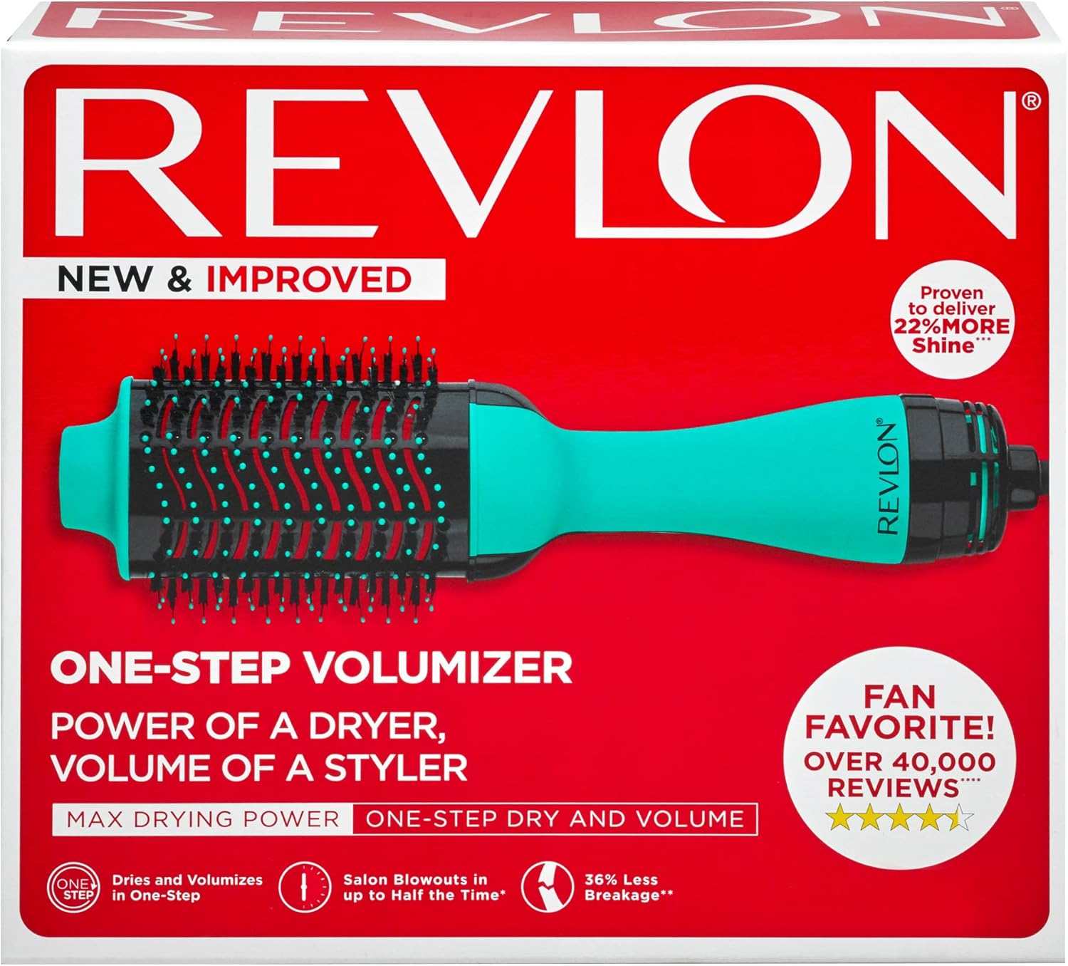 REVLON One-Step Volumizer Hair Dryer and Styler | Now with Improved Motor, Less Frizz, More Shine and Less Heat Damage for Salon-Style Blowouts | Amazon Exclusive (Black)