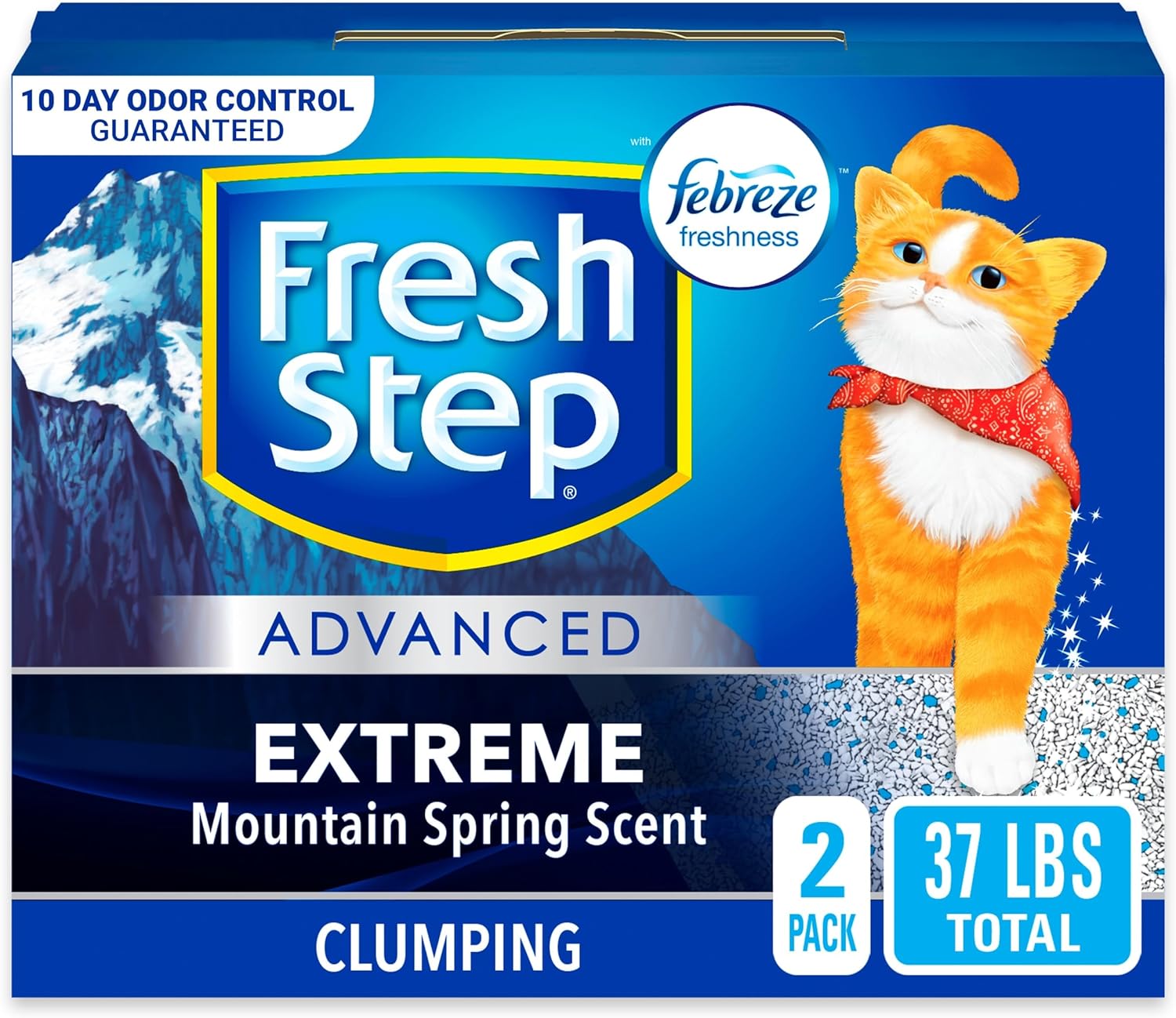 Fresh Step Advanced Clumping Litter With Febreze Freshness With Febreze Gain Scent, Fights Odor on Contact, 37 lbs. (2 x 18.5 lb. Box)