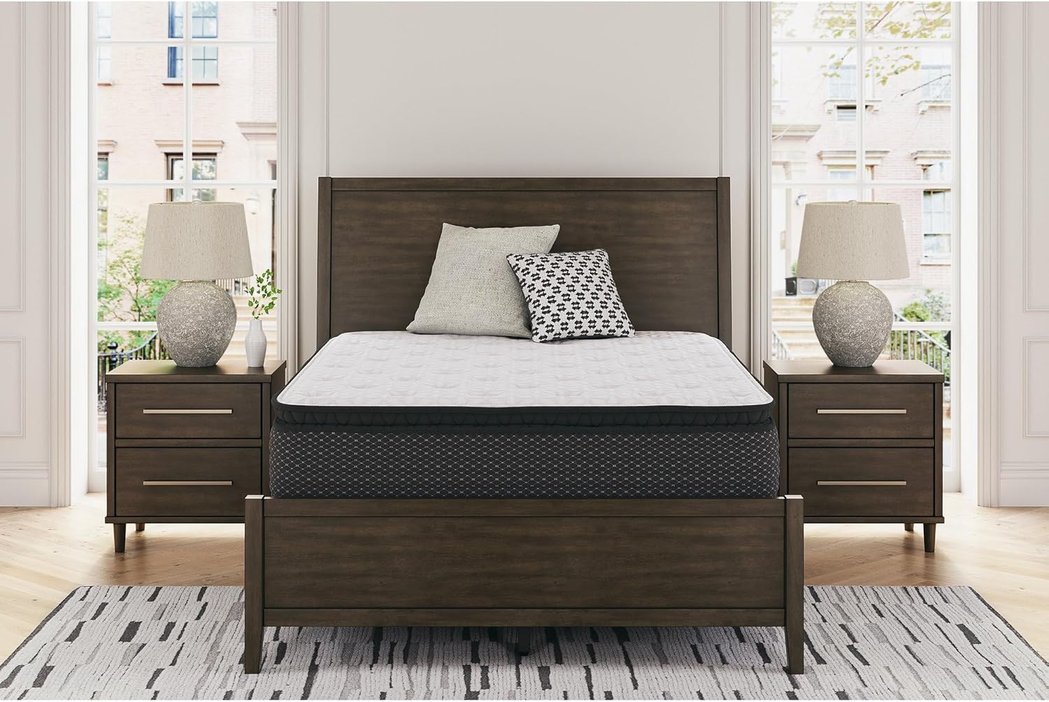 Signature Design by Ashley Queen Size Chime 12 Inch Medium Firm Hybrid Mattress with Cooling Gel Memory Foam