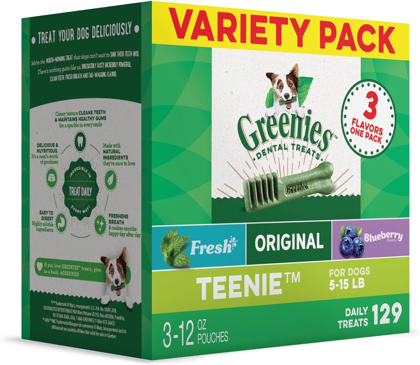 Greenies Original Regular Natural Dog Dental Care Chews Oral Health Dog Treats, 36 count (Pack of 1)