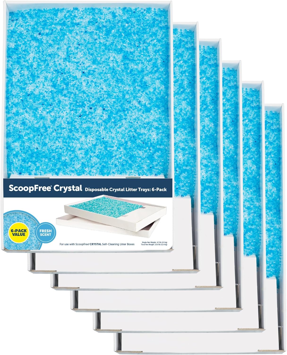 PetSafe ScoopFree Crystal Cat Litter Tray Refills – Fresh Scent, 3-Pack – Disposable Tray – Includes Leak Protection & Low Tracking Litter – Absorbs Odors On Contact
