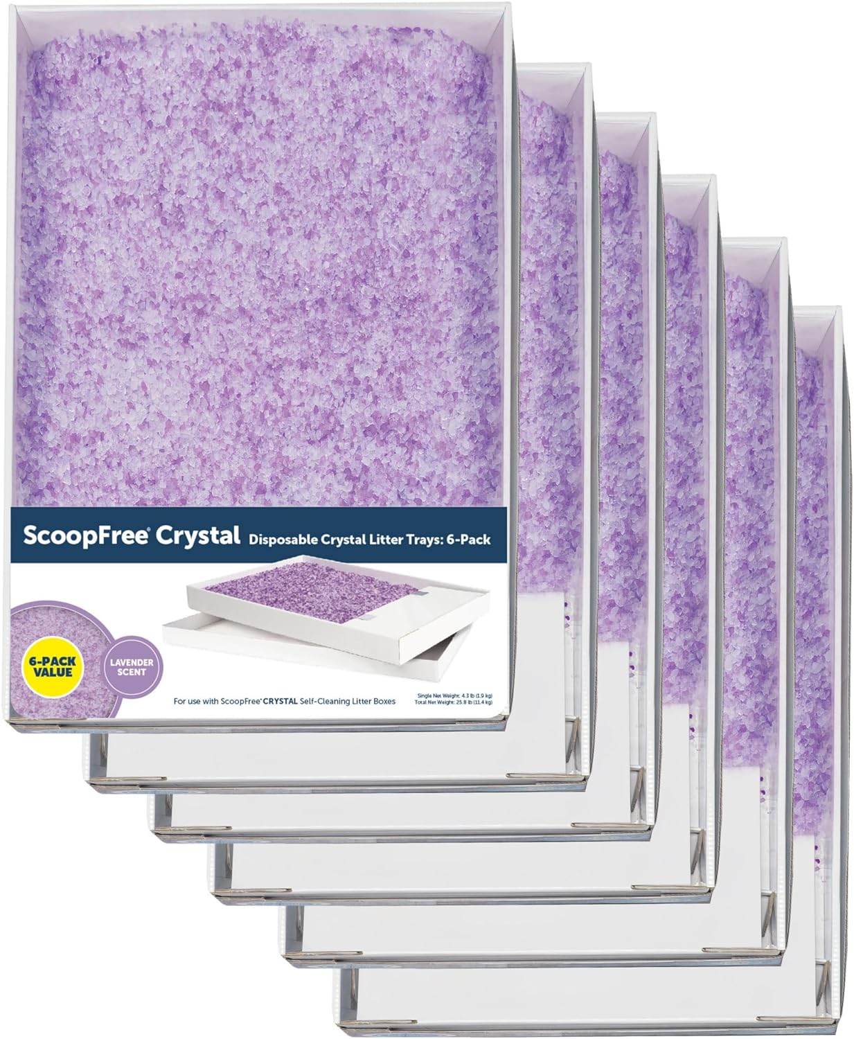 PetSafe ScoopFree Crystal Cat Litter Tray Refills – Fresh Scent, 3-Pack – Disposable Tray – Includes Leak Protection & Low Tracking Litter – Absorbs Odors On Contact
