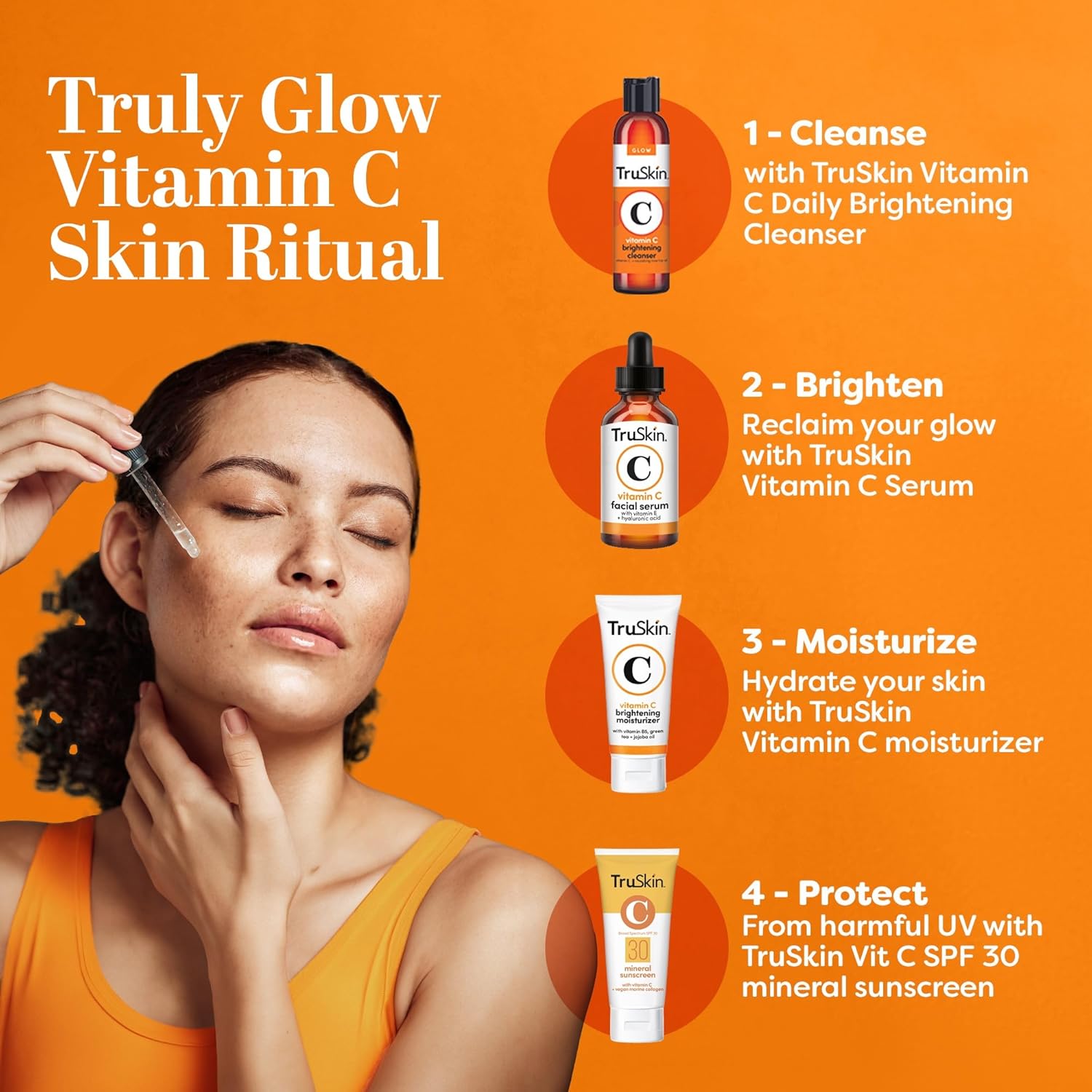 TruSkin Vitamin C Serum – Anti Aging Facial Serum with Vitamin C, Hyaluronic Acid, Vitamin E & More – Brightening Serum for Dark Spots, Even Skin Tone, Eye Area, Fine Lines & Wrinkles, 2 Fl Oz