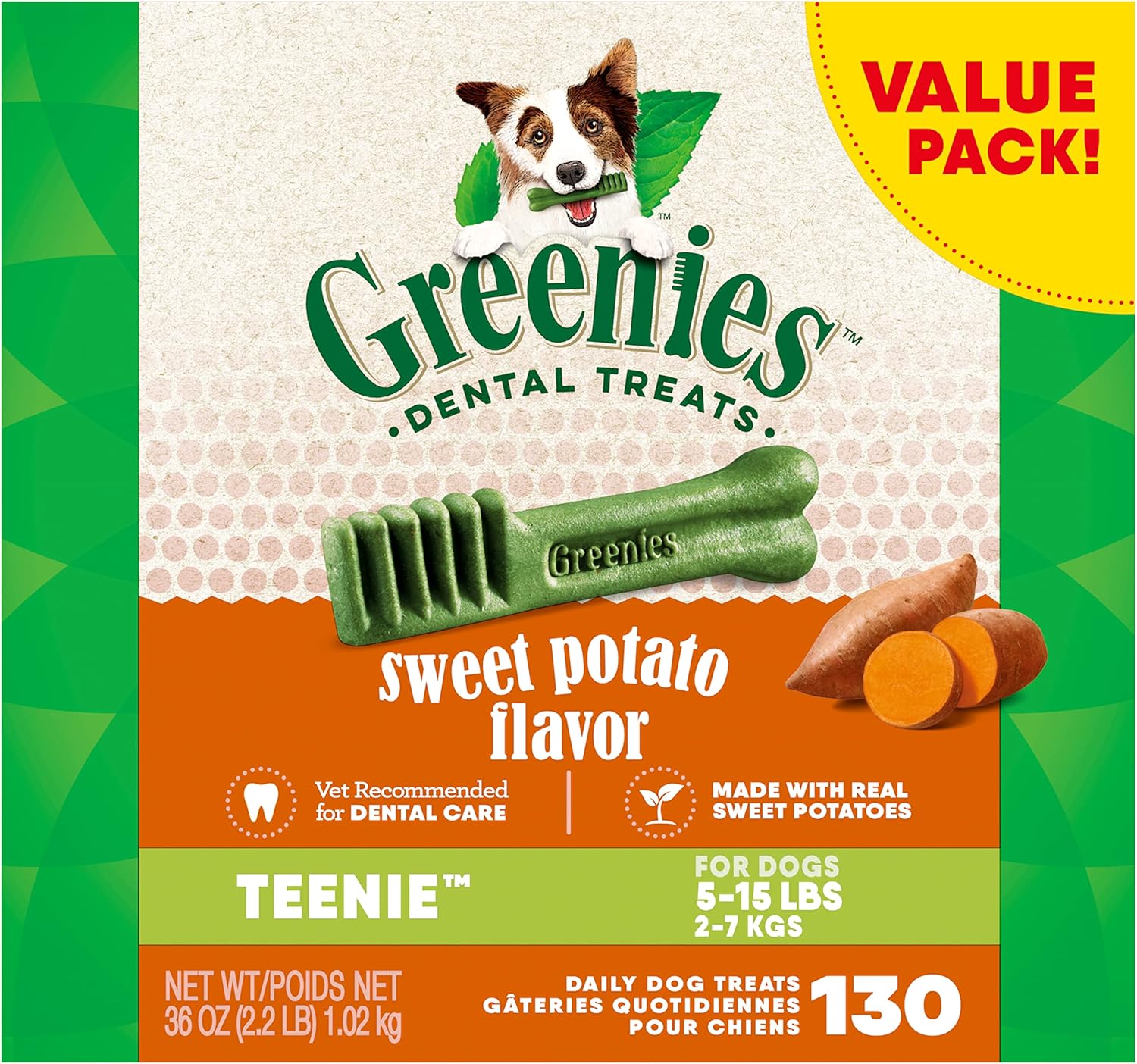 Greenies Original Regular Natural Dog Dental Care Chews Oral Health Dog Treats, 36 count (Pack of 1)