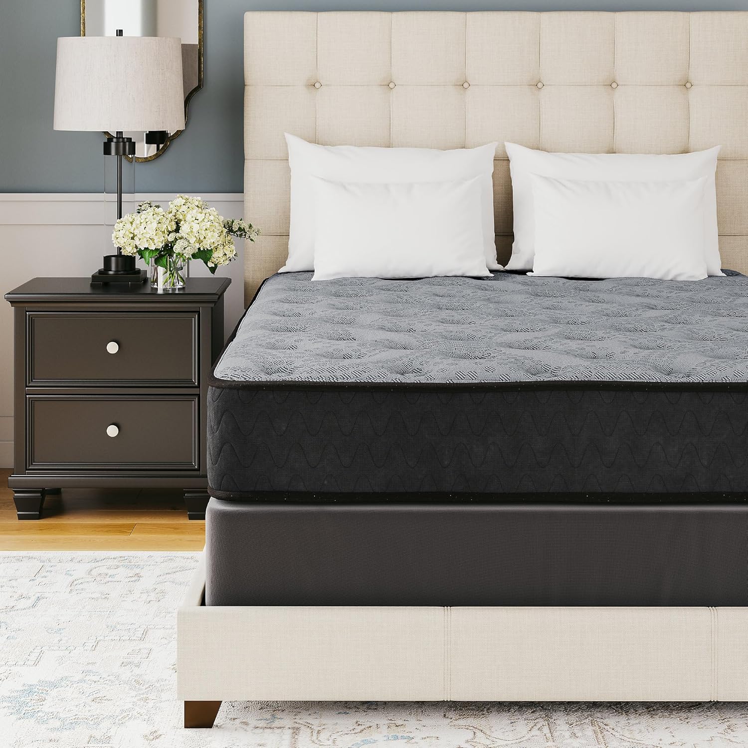 Signature Design by Ashley Queen Size Chime 12 Inch Medium Firm Hybrid Mattress with Cooling Gel Memory Foam